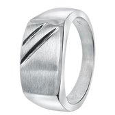 Lucardi Heren Zegelring - Ring - Cadeau - Echt Zilver - Zilverkleurig
