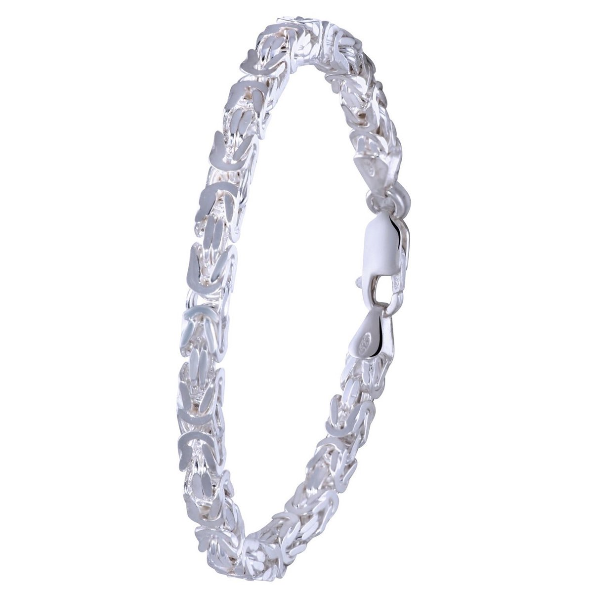 Lucardi Heren Gerecycled zilveren herenarmband koningsschakel. - Armband - 925 Zilver - Zilverkleurig - 19 cm