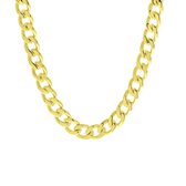 Lucardi - Heren Goldplated ketting met gourmetschakel - Plated - Ketting - Cadeau - 50 cm - Goudkleurig