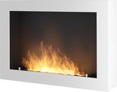 Cheminée Bio éthanol - cheminée décorative avec plaque de verre - sfeerhaard - blanc 80x56cm. Infire Murall 800