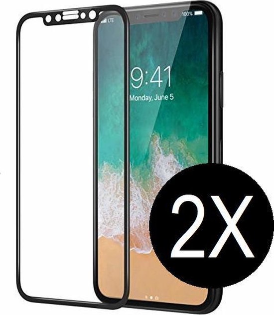 Neem een ​​bad Azijn Waarschuwing iPhone X / 10 full cover zwart screenprotector glas – Glasplaatje Tempered  glass... | bol.com
