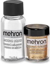 Mehron - Schmink Metallic Poeder + Mixing Liquid - Goud