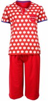 Irresistible Dames Pyjama Rood gestipt en driekwart broek IRPYD1503B - Maten: S