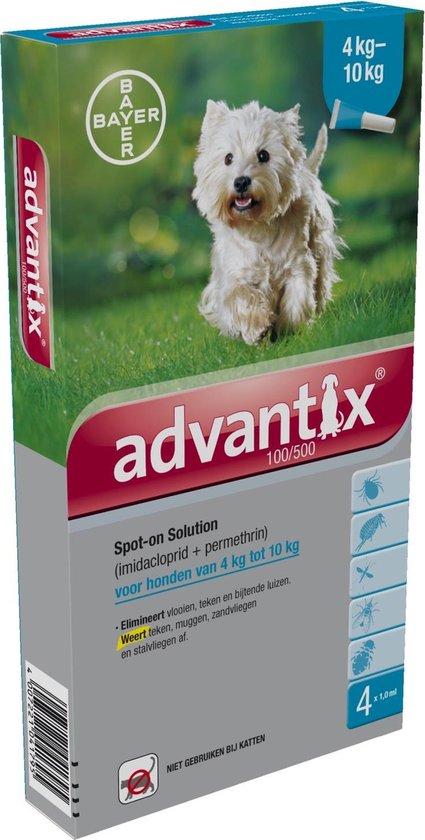 Bayer Advantix Vlooien & Teken Pipetten - Hond 4 tot 10kg - 4 stuks