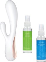 Satisfyer Mono Flex G-Spot VIbrator Met App – Wit ACTIE Pakket met Pleasure Glide Glijmiddel & Toy Cleaner