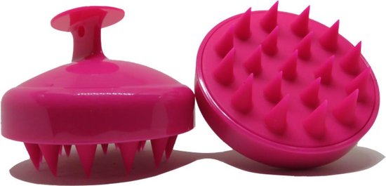 Haarborstel rond - silicone - donker roze - hoofdhuid massage borstel -  Anti-roos... | bol