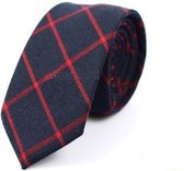 Geruite Stropdas | Donkerblauw - Rood - Red | Das - Ruit | Bruidegom | Classic - Plaid | Bruiloft - Feest - Gala - Glamour - Gelegenheid - Event | Kerst - Feestdagen - Christmas |