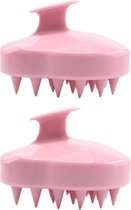 Haarborstel licht roze - 2 stuks - hoofdhuid massage borstels - Anti-roos borstel -scalp massager - haargroei - shampoo brush - ergonomisch gevormd