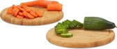 Relaxdays ontbijtplanken set 25 cm - bamboe - natuurlijke keukenplank - serveerplank rond - Pak van 2