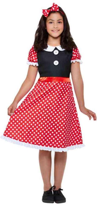Smiffy's - Mickey & Minnie Mouse Kostuum - Minnie De Schattige Muis - Meisje - Rood, Zwart - Large - Bierfeest - Verkleedkleding