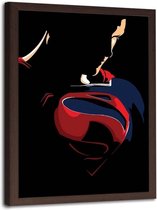 Foto in frame , Superman , Film personage , 70x100cm ,rood blauw zwart , Premium print