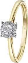 Lucardi Dames Ring met 10 diamanten 0,08ct - Ring - Cadeau - Moederdag - 14 Karaat Goud - Geelgoud