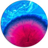 Dibond Wandcirkel - Roze/Blauwe Verf - 70x70cm Foto op Aluminium Wandcirkel (met ophangsysteem)