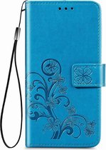 Klavertje vier blauw agenda wallet case hoesje Samsung Galaxy A42 5G
