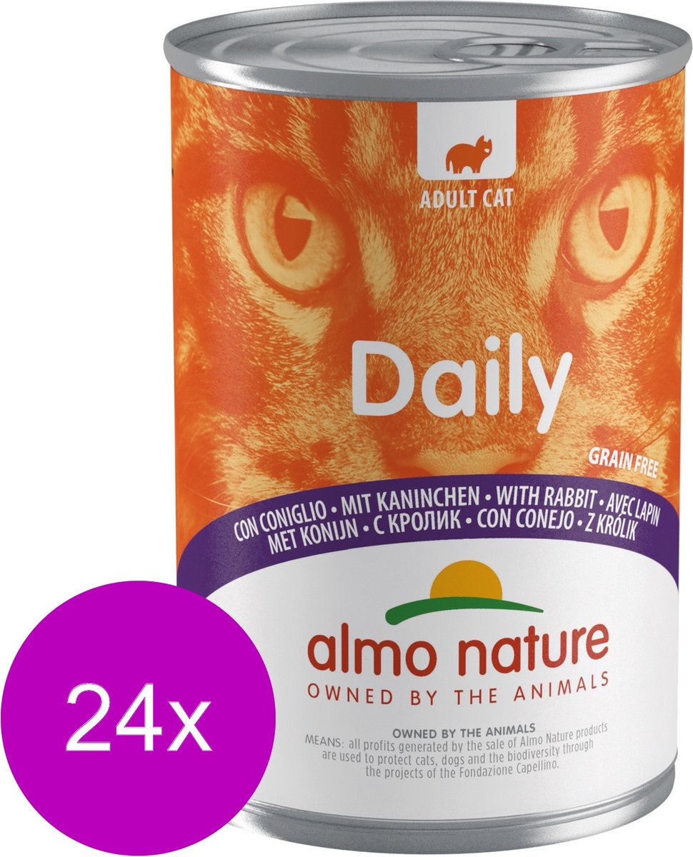Almo Nature Blik Adult Cat Daily Menu 400 g - Kattenvoer - 24 x Konijn