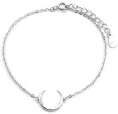Dielay - Armband Dames - Maan - 925 Sterling Zilver - Lengte Verstelbaar 16-19 cm
