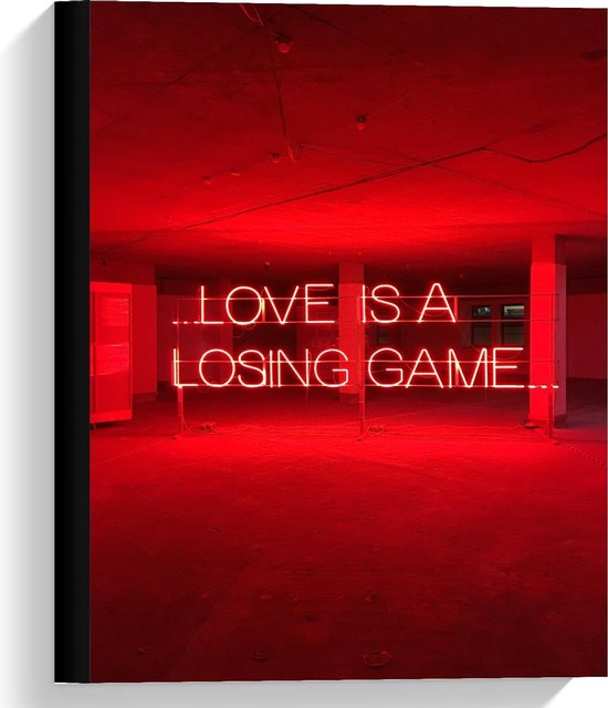 Canvas  - Rode ruimte met Tekst Love is A Losing Game  - 30x40cm Foto op Canvas Schilderij (Wanddecoratie op Canvas)