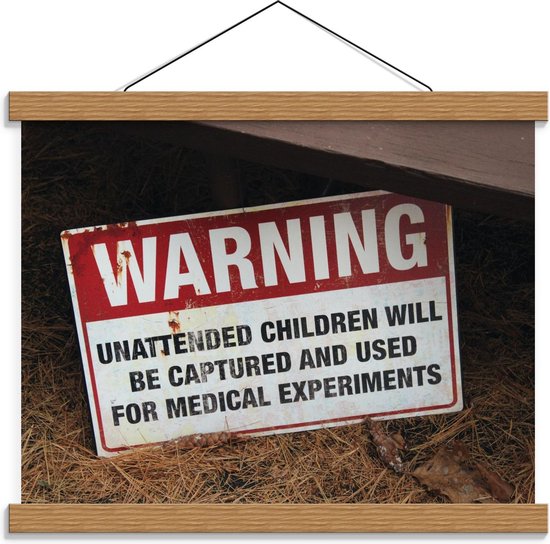 Schoolplaat – Warning Children Bord - 40x30cm Foto op Textielposter (Wanddecoratie op Schoolplaat)