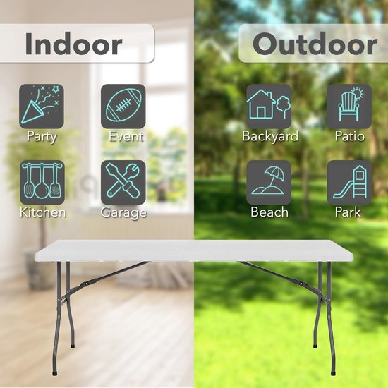MaxxGarden Klaptafel - Inklapbare tafel - Opvouwbare Tuintafel - Vouwtafel - Weerbestendig - Inclusief handvat - 180x70x74 - Voor 6 tot 8 personen — afbeelding 4