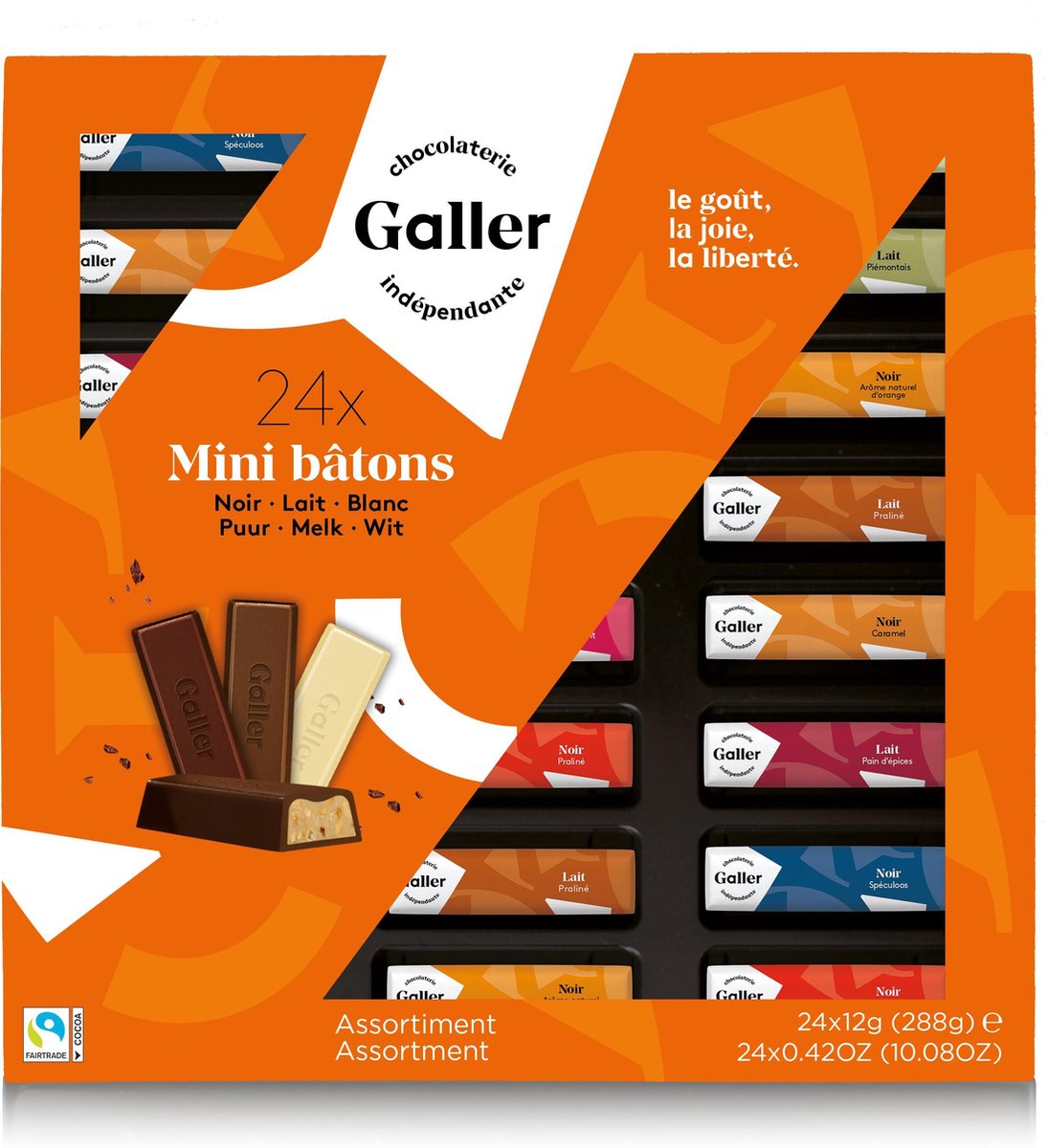 Galler Chocolade Giftbox 11 Smaken - 24 Mini Repen