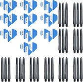 Darts Set 10 sets (30 stuks) logo darts flights blauw - darts flights - plus 10 sets (30 stuks) medium - darts shafts