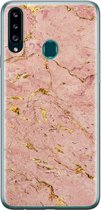 Samsung Galaxy A20s hoesje siliconen - Marmer roze goud - Soft Case Telefoonhoesje - Marmer - Roze