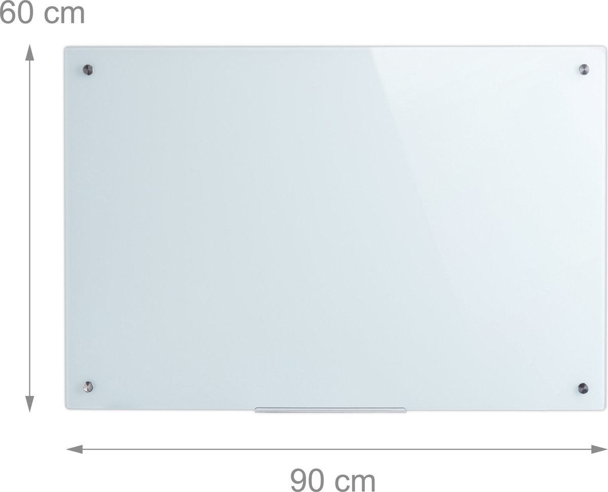 relaxdays glassboard 60x90 - tableau d'affichage magnétique - tableau  magnétique 