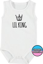 Rompertjes baby - Lil king - maat 50/56 - kap mouwen - baby - baby kleding jongens - baby kleding meisje - romper - rompertjes baby met tekst - kraamcadeau meisje - kraamcadeau jon