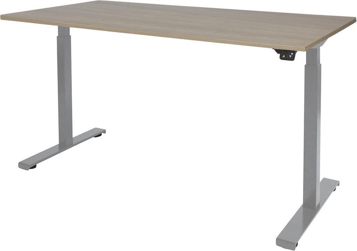 RoomForTheNew Bureau Heathrow Basic-Desk - Zit sta Bureau - Zit sta Bureau Elektrisch - Gaming Bureau - Game Bureau - Verstelbaar Bureau - standing Desk--Robson eiken blad-Aluminium  onderstel- 180x80
