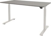 RoomForTheNew Bureau Heathrow Basic-Desk - Zit sta Bureau - Zit sta Bureau Elektrisch - Gaming Bureau - Game Bureau - Verstelbaar Bureau - standing Desk--Grijs blad-Wit  onderstel-