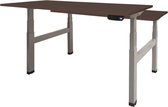 RoomForTheNew Bureau Heathrow Plus Duo-Desk - Zit sta Bureau - Zit sta Bureau Elektrisch - Gaming Bureau - Game Bureau - Verstelbaar Bureau - standing Desk - duo bureau - duo werkplek--Logan eiken blad-Aluminium  onderstel- 140x80