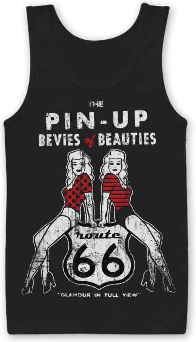 Route 66 Tanktop -M- Pin-Ups Zwart