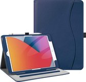 Dasaja -  iPad 10.2 inch (2019 / 2020 / 2021) stevige hoes - met opbergruimte – 3 standen - met pencil houder – Donker Blauw