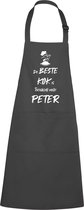 mijncadeautje - luxe schort - De beste kok is toevallig mijn PETER - chique grijs