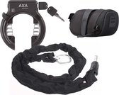 AXA Solid Plus ART2 fietsslot met 100cm insteekketting set met opbergtas - zadeltas ketting slot– Zwart