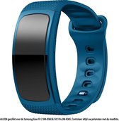 Diep Blauw bandje voor Samsung Gear Fit 2 SM-R360 & Fit2 Pro SM-R365 – Maat: zie maatfoto - horlogeband - polsband - strap - siliconen - rubber - blue