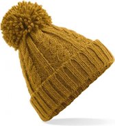 Cable knit melange beanie mustard