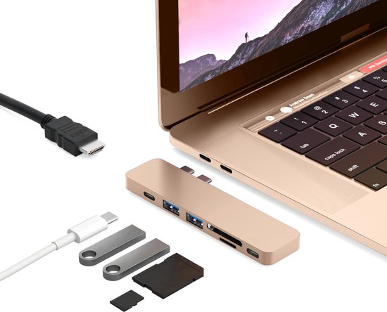 iMounts USB-C hub Macbook Air/Pro - HDMI - Thunderbolt 3 - Rose Gold (Goud)  | bol.com