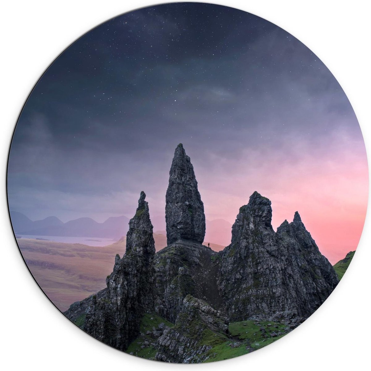 Dibond Wandcirkel - Rotsachtige Bergen - 70x70cm Foto op Aluminium Wandcirkel (met ophangsysteem)