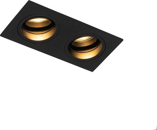 QAZQA Professional chuck – Moderne Inbouwspot – 2 lichts – L 19 cm – Zwart – Woonkamer | Slaapkamer | Keuken