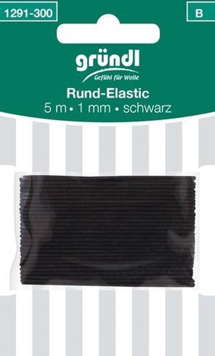 1291-300 Koordelastiek 5m x 1mm zwart