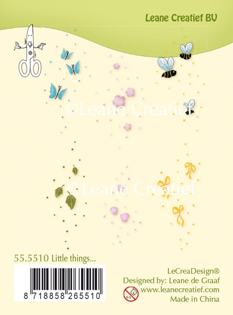 Leane Creatief clearstamp - 55.5510 Little things - stempel sterretjes vliegjes vlindertjes blaadjes - ini mini stempels
