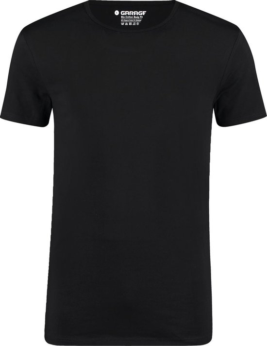 Garage 0221- Bio-Cotton Bodyfit 2-pack T-shirt ronde hals korte mouw zwart S 95% organisch katoen 5% elastan