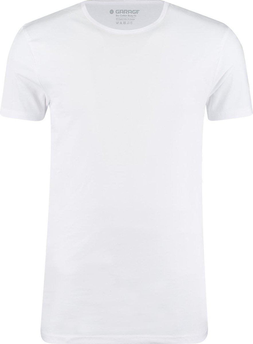 Garage 0221- Bio-Cotton Bodyfit 2-pack T-shirt ronde hals korte mouw wit XXL 95% organisch katoen 5% elastan