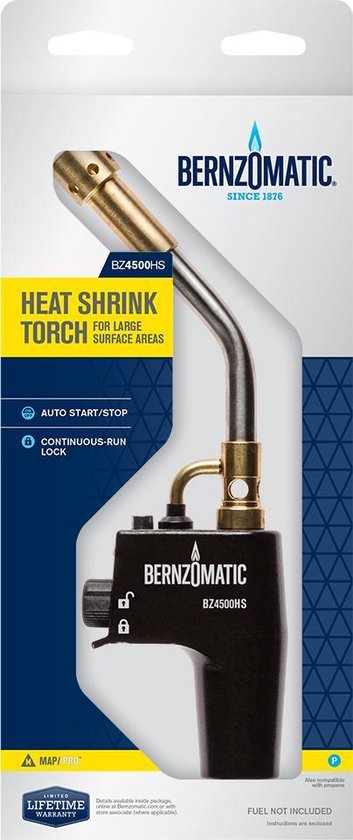 Bernzomatic Jumbo heetstook / krimp brander met extra grote vlam tbv oa Culinaire toepassingen- BZ4500