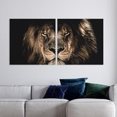 Canvas Schilderij African Lion - tweeluik | 2x 60 x 60 cm | PosterGuru