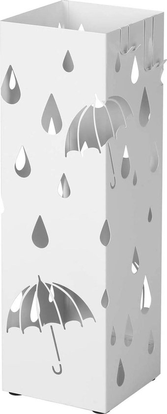 Trend24 Paraplubak - Paraplu bak - Paraplustandaard - Parapluhouder - Paraplubakken - Metaal - 15 x 15,5 x 49 cm - Wit