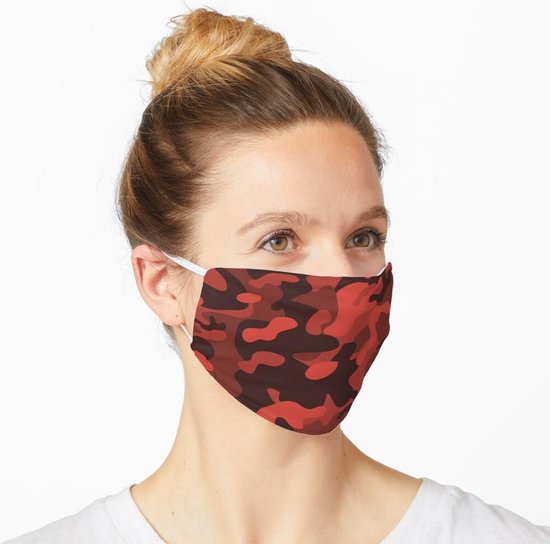 Premium kwaliteit katoen mondkapje - mondmasker - gezichtsmasker | herbruikbaar / Wasbaar | Camo Rood - AWR