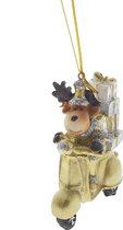 Viv! Home Luxuries Kerstbal - Eland op motorfiets - goud - 9cm