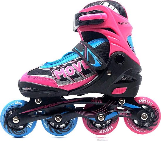 MOVE Fast girl - Inline skates voor kind - Roze - Maat 30-33 - Verstelbaar  - Cadeau -... | bol.com